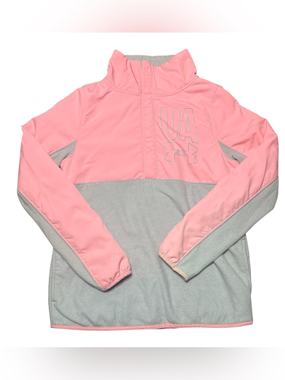 Under Armour Girls Youth Large Pink and Gray Button Coldgear Loose Jacket